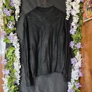 Blair Black Ribbed Knit Pullover